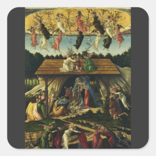 Sandro Botticelli - Die mystische Geburt – Kunstwe Quadratischer Aufkleber