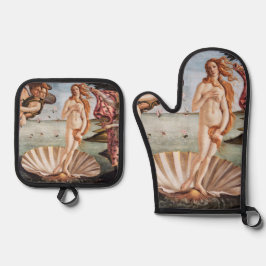 Sandro Botticelli - Geburt der Venus Ofenhandschuh & Topflappen-Set