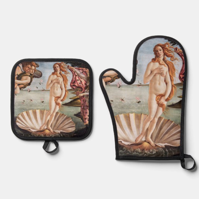 Sandro Botticelli - Geburt der Venus Ofenhandschuh & Topflappen-Set (Vorderseite)