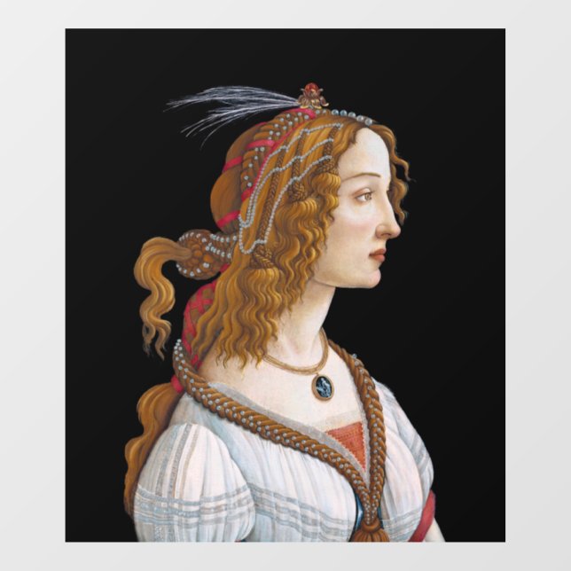 Sandro Botticelli - Portrait von Simonetta Vespucc Fensteraufkleber (Blatt)