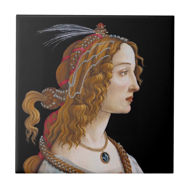 Sandro Botticelli - Portrait von Simonetta Vespucc Fliese (Vorderseite)