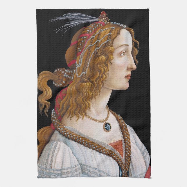 Sandro Botticelli - Portrait von Simonetta Vespucc Geschirrtuch (Vertikal)