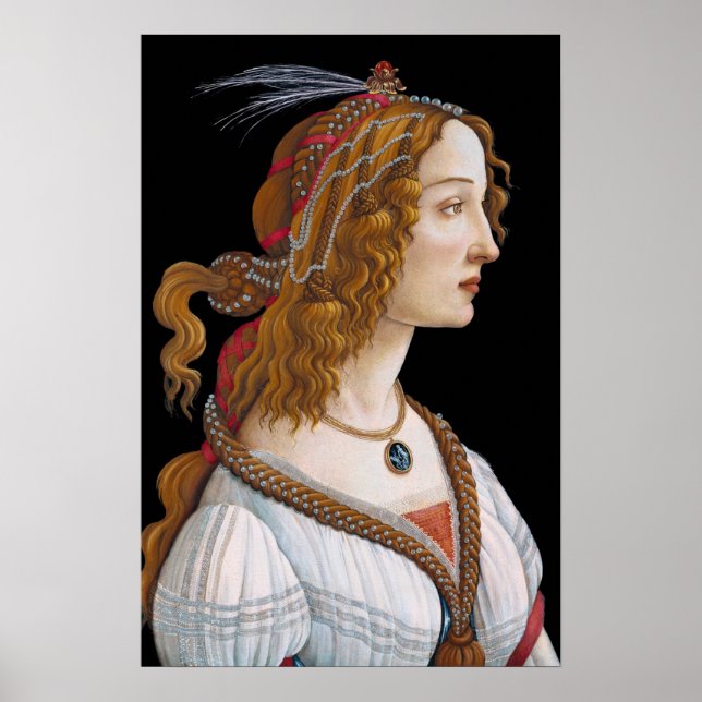 Sandro Botticelli - Portrait von Simonetta Vespucc Poster (Vorne)