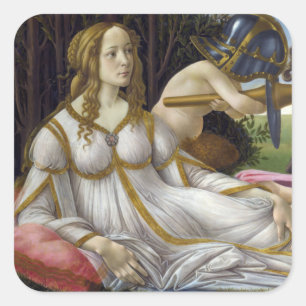Sandro Botticelli - Venus und Mars, links Quadratischer Aufkleber