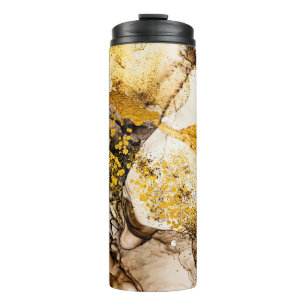 Sands-Wildnis - KUNST. Goldener Strudel. Lebendig Thermosbecher