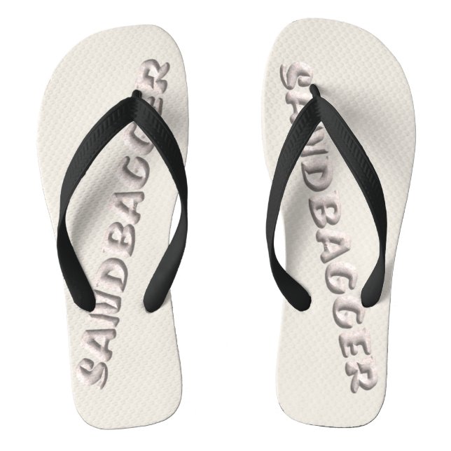 Sandsack mit weißem Sand, weite Flip Flops (Fußbett)