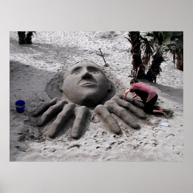 Sandskulptur im Frühling in Marbella Poster (Vorne)