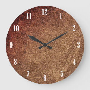 Sandstein Braunes Design Weiße Zahlen Große Wanduhr