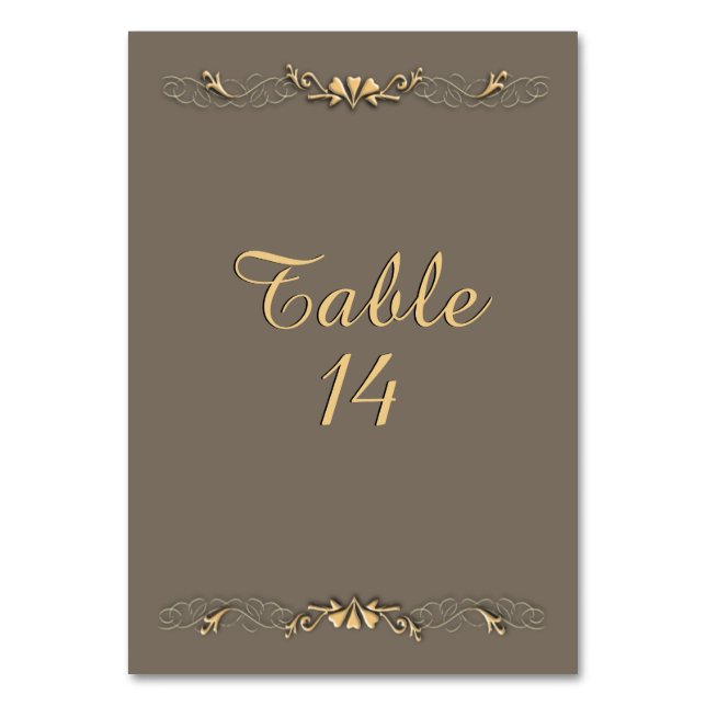 Sandstein und Gold-Tischnummer Tischnummer (Rückseite)