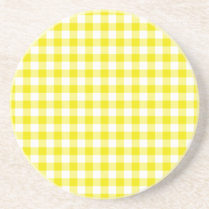 Sandstein Untersetzer, Gelb und Weiß Karo Gingham Getränkeuntersetzer