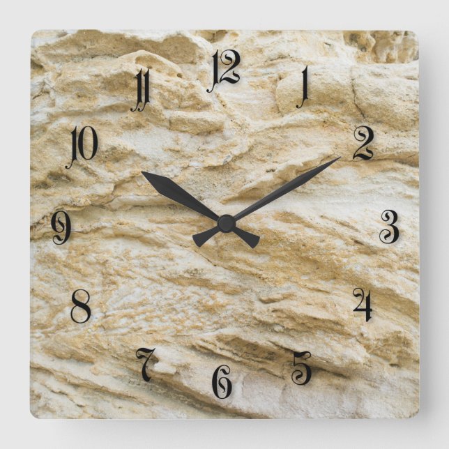Sandsteinmuster Quadratische Wanduhr (Vorderseite)