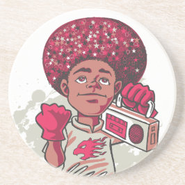 Sandstone Coaster – YOUTH Power Afro & Boombox Getränkeuntersetzer
