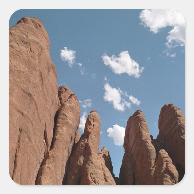 Sandstone Fins Utah Desert Foto Quadratischer Aufkleber (Vorderseite)