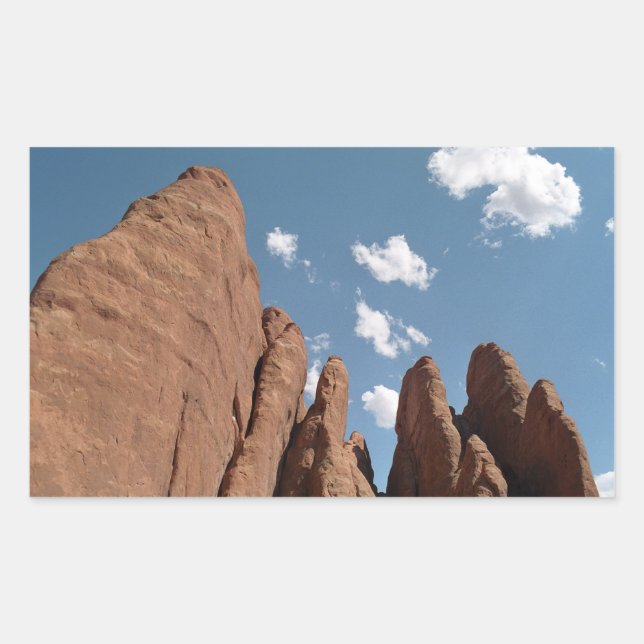 Sandstone Fins Utah Desert Foto Rechteckiger Aufkleber (Vorderseite)