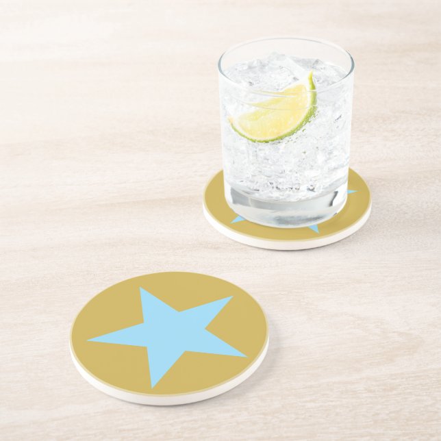 Sandstone Gold mit BlueStar Drink Untersetzer (Seite)
