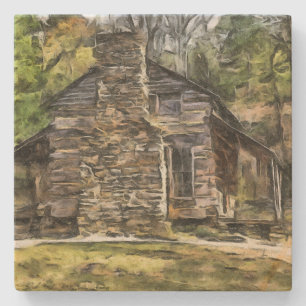 SANDSTONE LOG CABIN UNTERSETZER