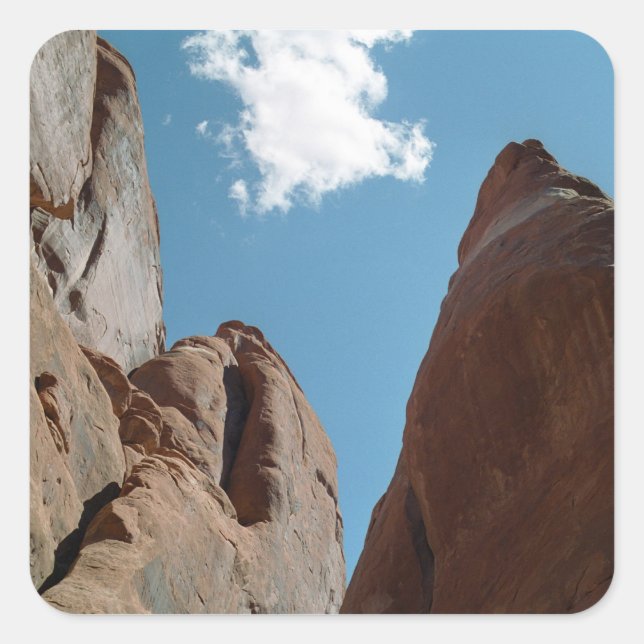 Sandstone Rock Fins Utah Wüste Foto Quadratischer Aufkleber (Vorderseite)