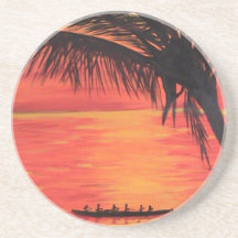 Sandstone Untersetzer Orange Sunset Canoe Paddlers