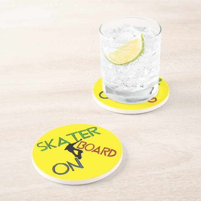 Sandstone Untersetzer - Skater an Bord (Seite)