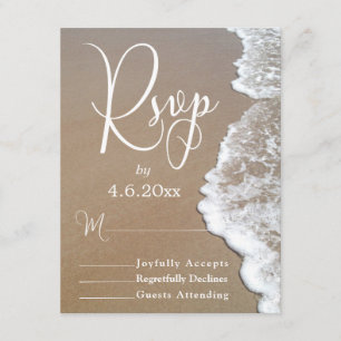 Sandstrand Foto/Typografie Hochzeitsszenario RSVP  Karte