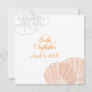 Sandstrand+Meer/Rosa+orange/ Einladung zur Hochzei