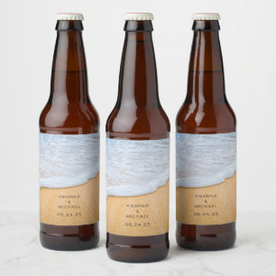 Sandstrand mit Foamy Surf Wedding Bierflaschenetikett