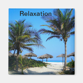 Sandstrand mit Palmen und Meerblick Magnet