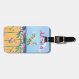 Sandstrand mit tropischen Palmen Gepäckanhänger