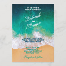 Sandstrand, Ozeanwellen Einladungen für Hochzeiten