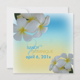 Sandstrand/Plumerias Hochzeit in Urlaubsort Einladung