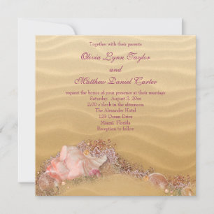 Sandstrand Seashells Beach Hochzeit Einladung