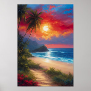 Sandstrand und blaues Meer Poster