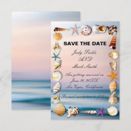 Sandstrand und Muscheln Save the Date Mitteilungskarte