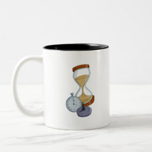 Sanduhr, Sonnenuhr und Taschenuhr Zweifarbige Tasse