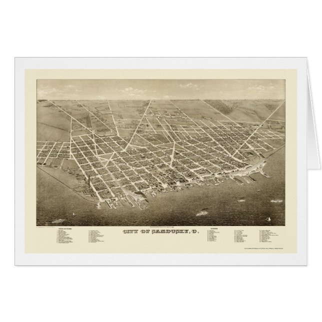 Sandusky, carte panoramique de l'OH - 1883 (Devant horizontal)