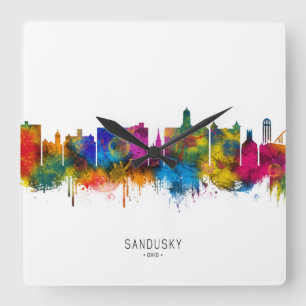 Sandusky Ohio Skyline Quadratische Wanduhr