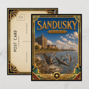 Sandusky Ohio Vintage Art Deco Golden Age Postkarte