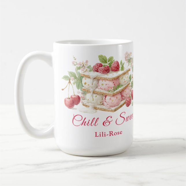 Sandwich à la crème glacée Jour Aquarelle Café Mug (Gauche)