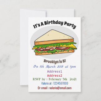 Sandwich Cartoon Illustration Einladung