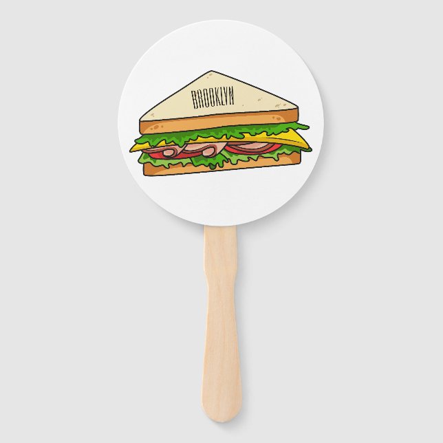 Sandwich Cartoon Illustration Fächer (Vorderseite)