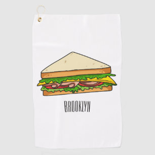Sandwich Cartoon Illustration Golfhandtuch