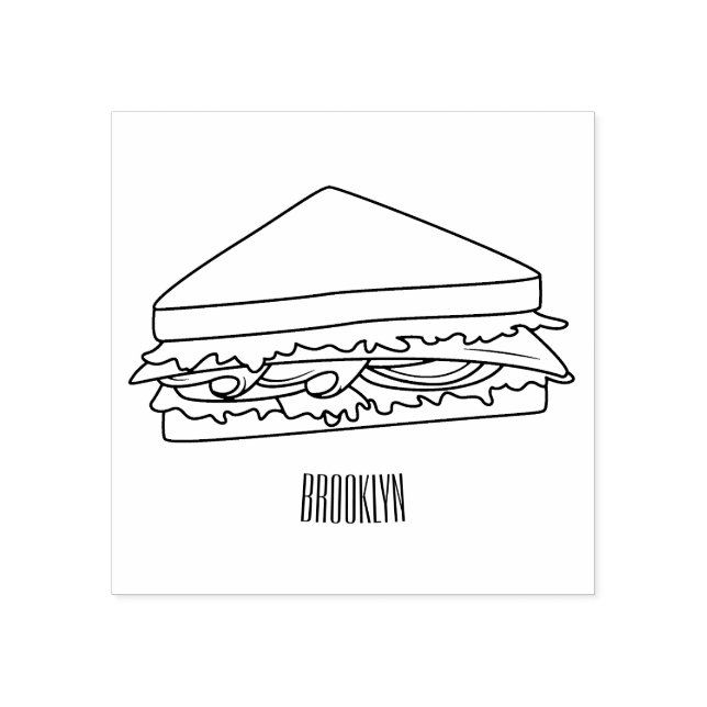 Sandwich Cartoon Illustration Gummistempel (Prägung)