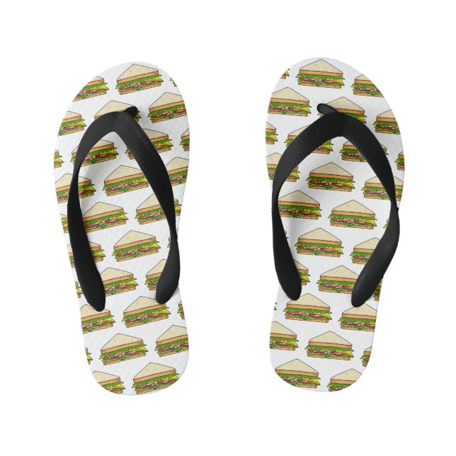 Sandwich Cartoon Illustration Kinderbadesandalen (Fußbett)