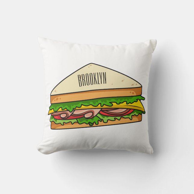 Sandwich Cartoon Illustration Kissen (Vorderseite)