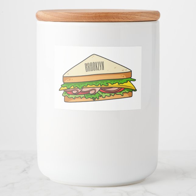 Sandwich Cartoon Illustration Lebensmitteletikett (Vorderseite)