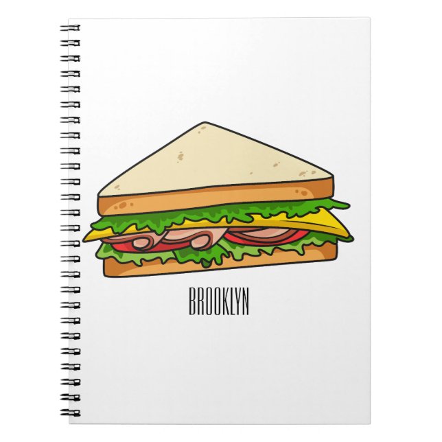 Sandwich Cartoon Illustration Notizblock (Vorderseite)