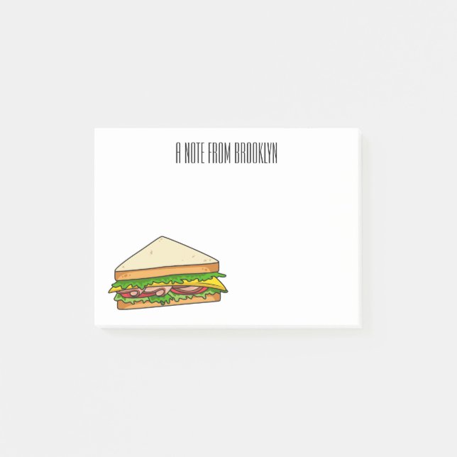 Sandwich Cartoon Illustration Post-it Klebezettel (Vorderseite)