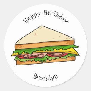 Sandwich Cartoon Illustration Runder Aufkleber