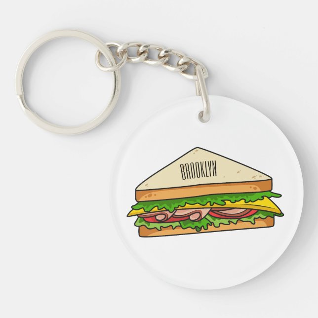 Sandwich Cartoon Illustration Schlüsselanhänger (Vorderseite)