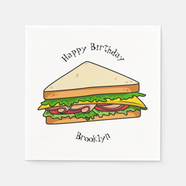 Sandwich Cartoon Illustration Serviette (Vorderseite)